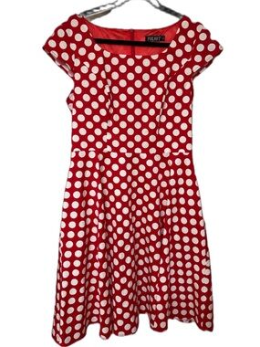 PUKAVT Red & White Polka Dot Dress | Size L